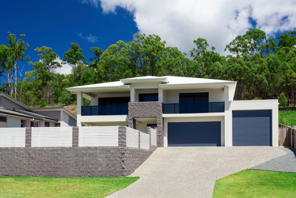 Modern home exterior on a sunny day